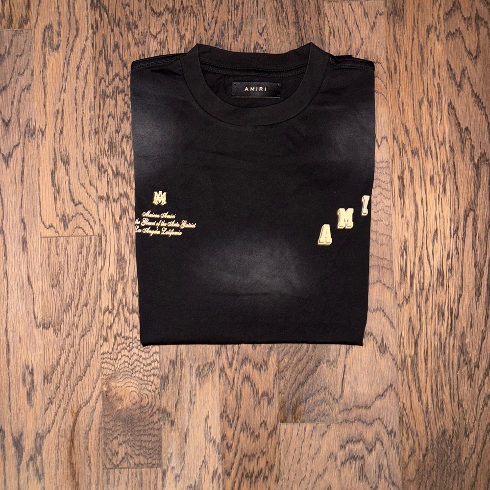 AMIRI Black and Cream Short Sleeve Tee